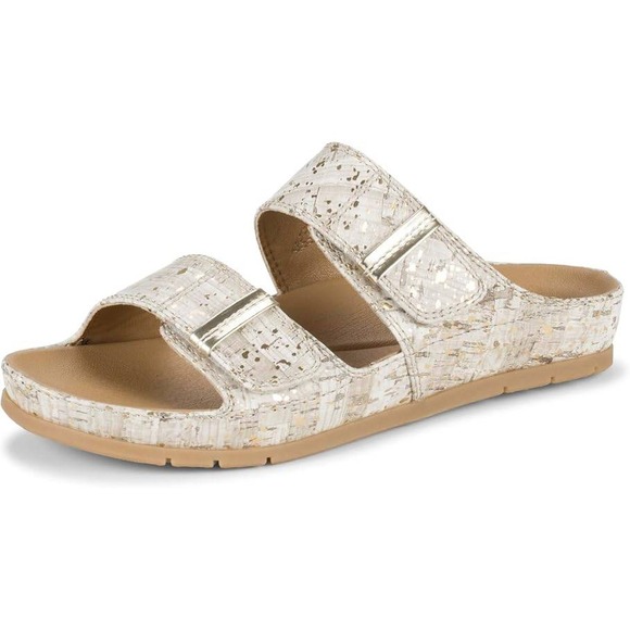 BareTraps Shoes - Baretraps Womens Wisteria Slide Sandals Cream Metallic Cork Print Size 11 M NWT